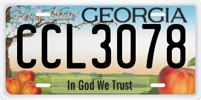 GA license plate CCL3078