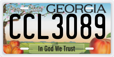 GA license plate CCL3089
