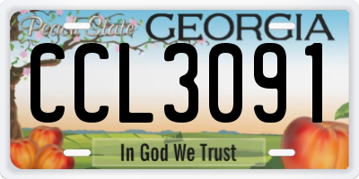 GA license plate CCL3091
