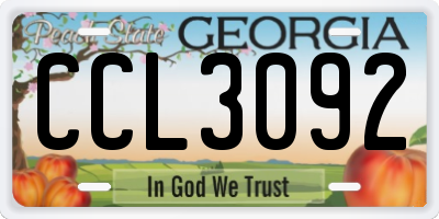 GA license plate CCL3092