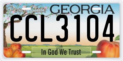 GA license plate CCL3104