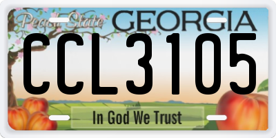 GA license plate CCL3105