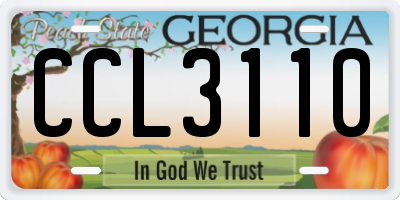 GA license plate CCL3110