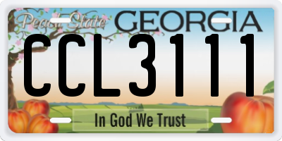 GA license plate CCL3111