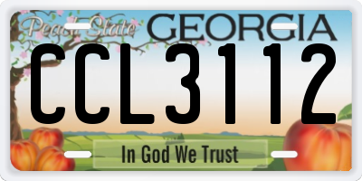 GA license plate CCL3112