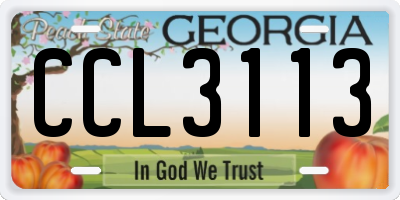 GA license plate CCL3113