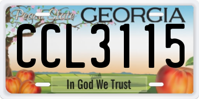 GA license plate CCL3115