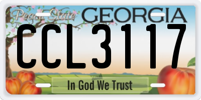 GA license plate CCL3117