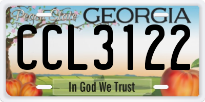 GA license plate CCL3122