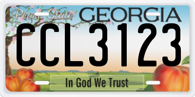 GA license plate CCL3123