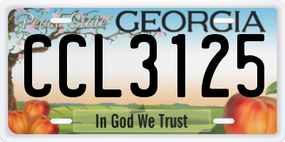 GA license plate CCL3125