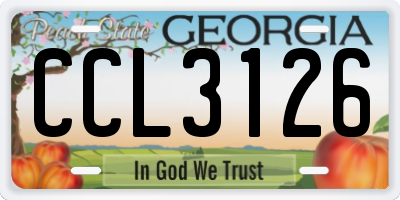 GA license plate CCL3126