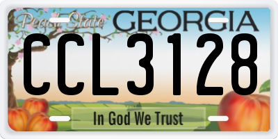 GA license plate CCL3128