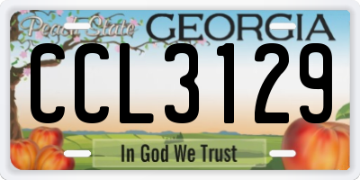 GA license plate CCL3129