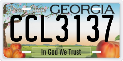 GA license plate CCL3137