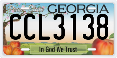 GA license plate CCL3138