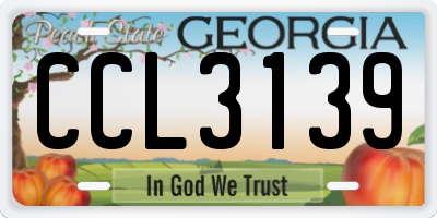 GA license plate CCL3139