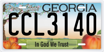 GA license plate CCL3140