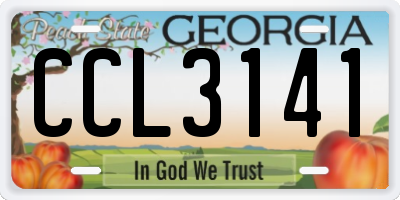 GA license plate CCL3141