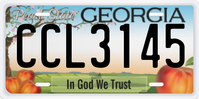 GA license plate CCL3145