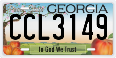 GA license plate CCL3149