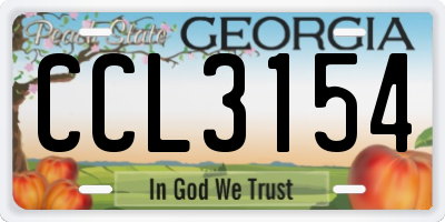 GA license plate CCL3154