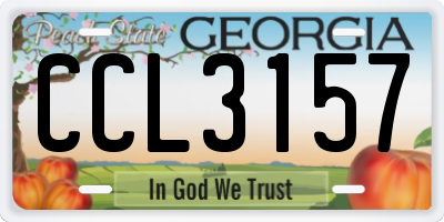 GA license plate CCL3157