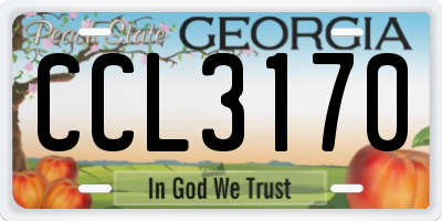 GA license plate CCL3170