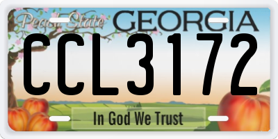 GA license plate CCL3172