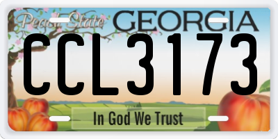 GA license plate CCL3173