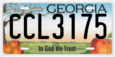 GA license plate CCL3175