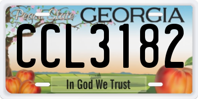 GA license plate CCL3182
