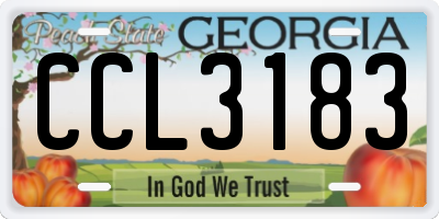 GA license plate CCL3183