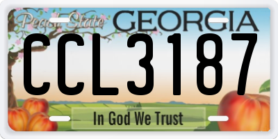 GA license plate CCL3187