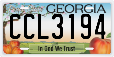 GA license plate CCL3194