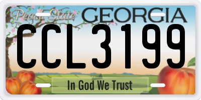 GA license plate CCL3199