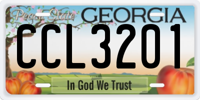 GA license plate CCL3201
