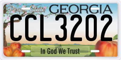 GA license plate CCL3202