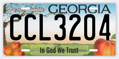 GA license plate CCL3204