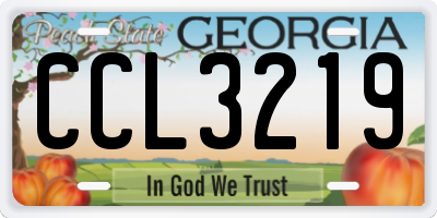 GA license plate CCL3219