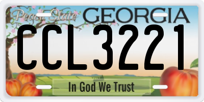 GA license plate CCL3221