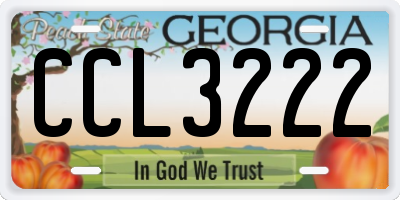 GA license plate CCL3222