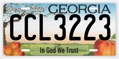 GA license plate CCL3223