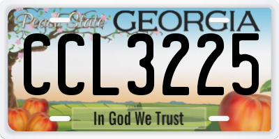 GA license plate CCL3225