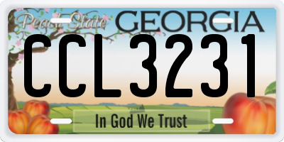GA license plate CCL3231