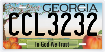 GA license plate CCL3232