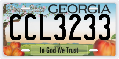 GA license plate CCL3233