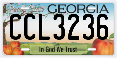 GA license plate CCL3236