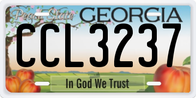 GA license plate CCL3237