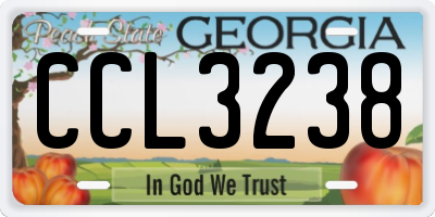 GA license plate CCL3238